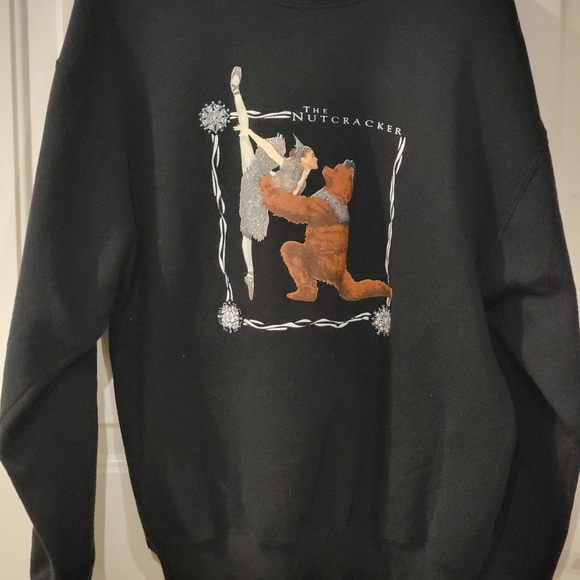 Vintage Nutcracker Ballet Sweatshirt. Y2k Black Jerzees Super Sweats USA Tag M - Picture 7 of 8